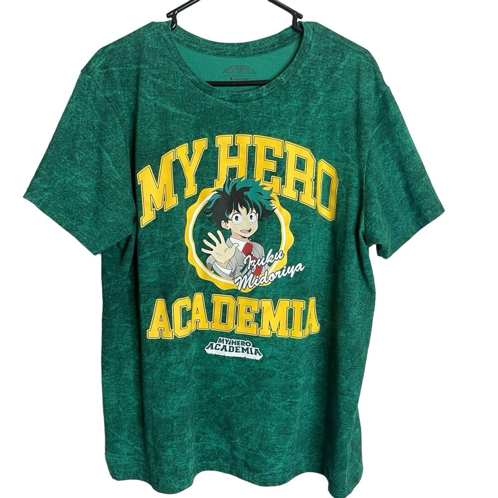 My Hero Academia Shirt Mens Large Anime Cartoon Short‎ Sleeve Stone Wash